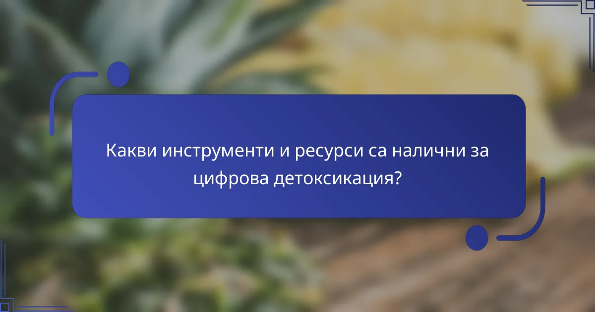 Какви инструменти и ресурси са налични за цифрова детоксикация?