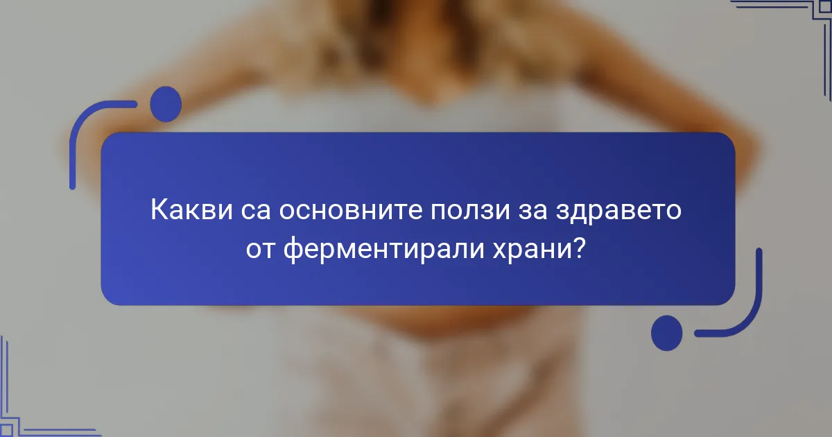 Какви са основните ползи за здравето от ферментирали храни?