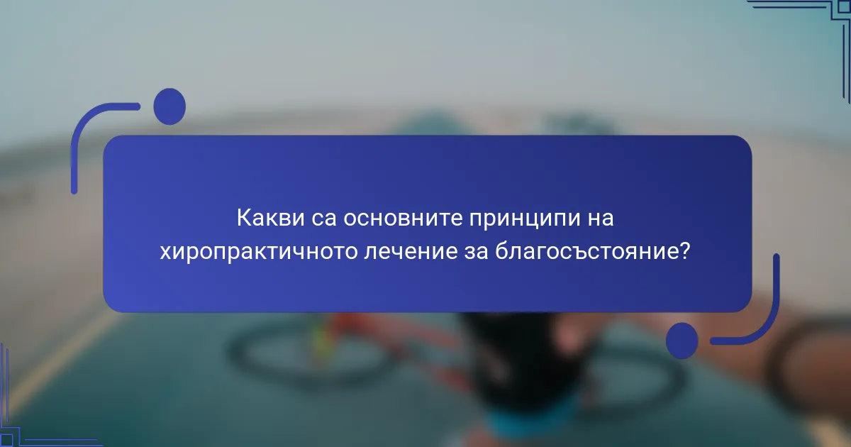 Какви са основните принципи на хиропрактичното лечение за благосъстояние?